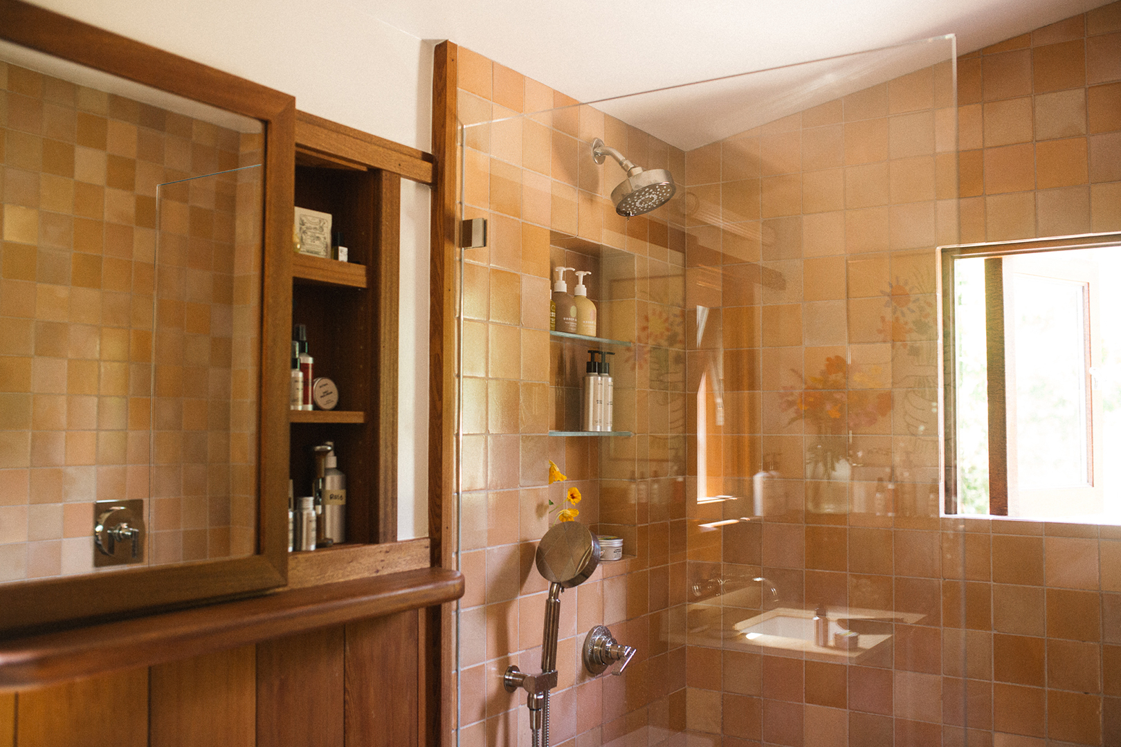 terracotta tiled shower