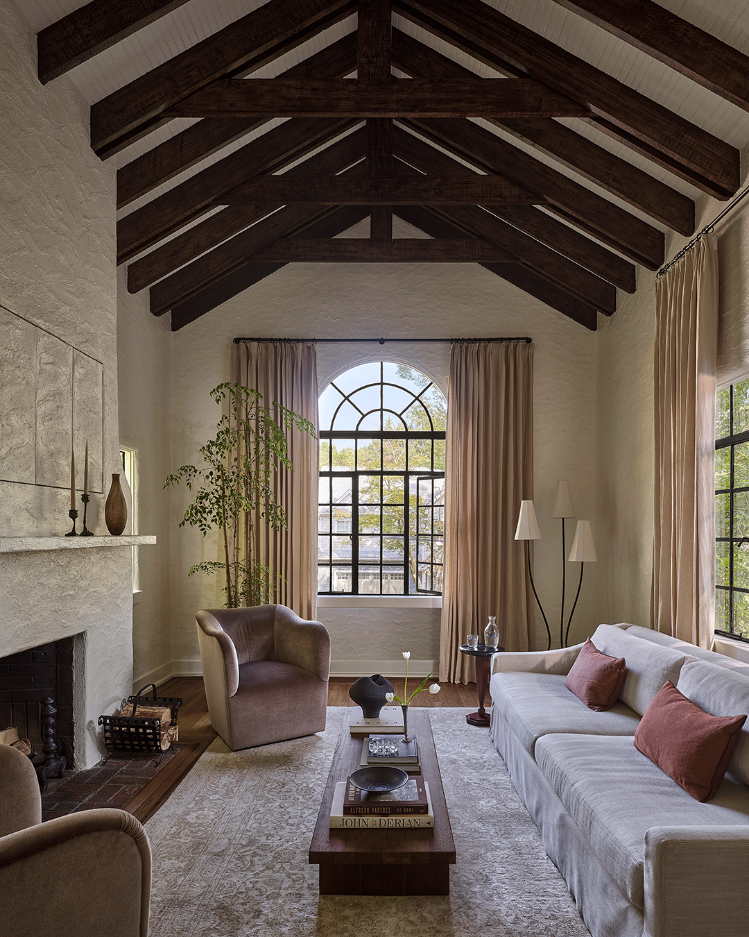 ceiling beams in living room