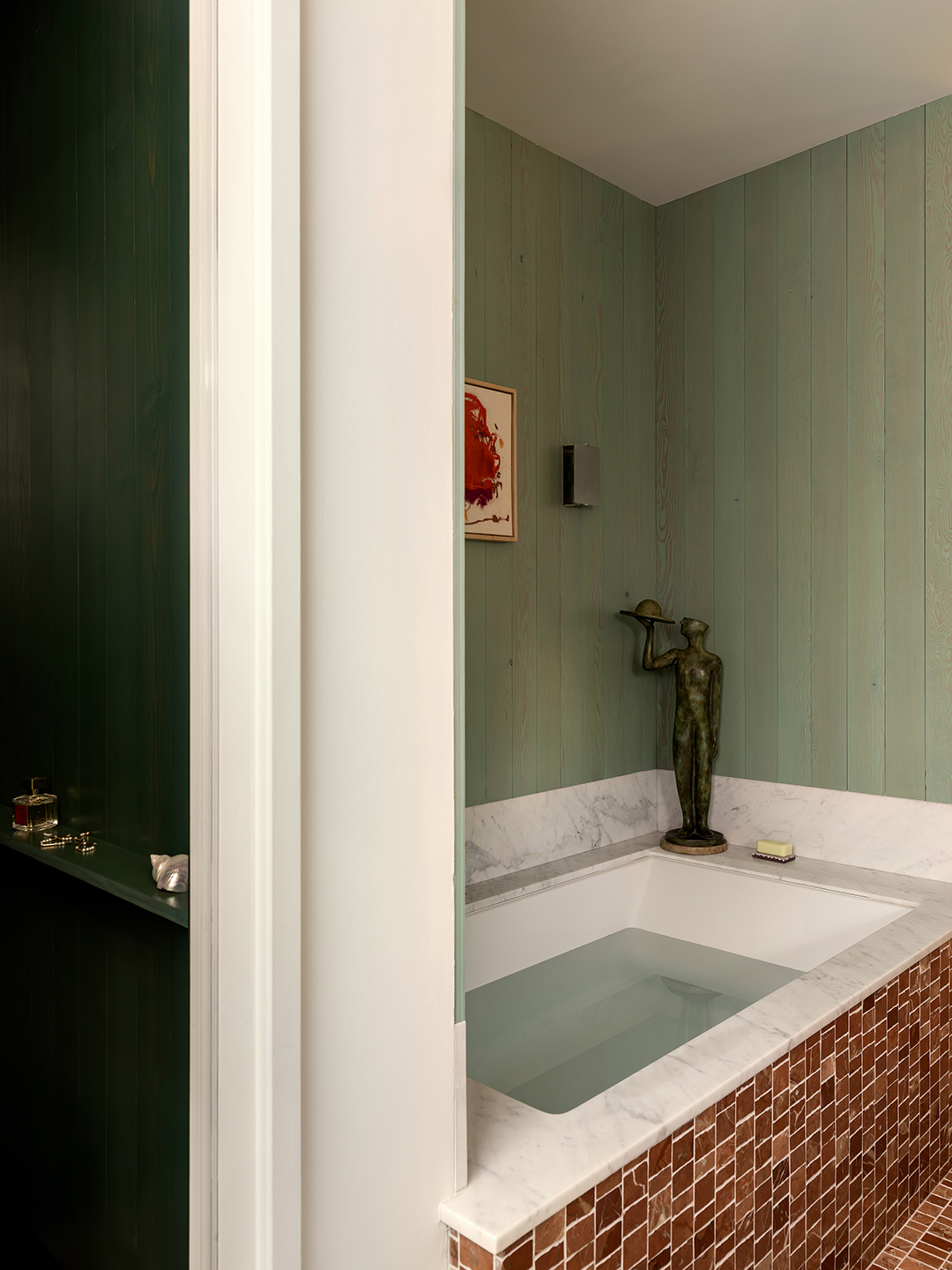 green paneling around tub