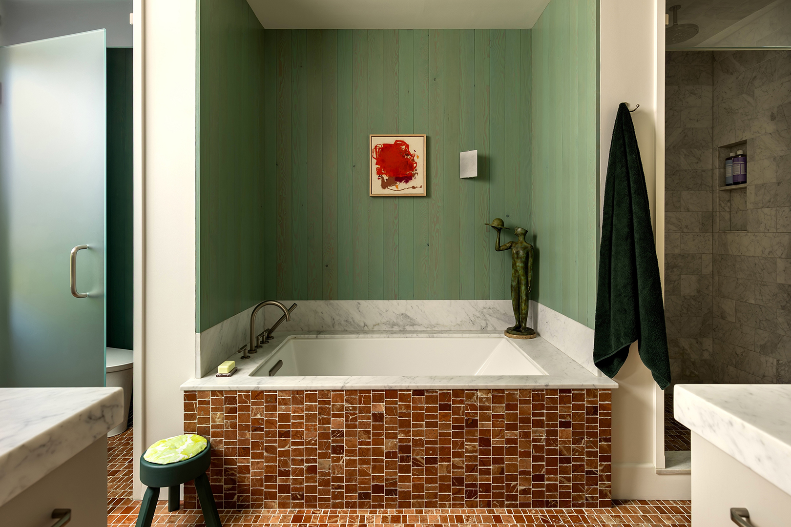 green paneling around tub