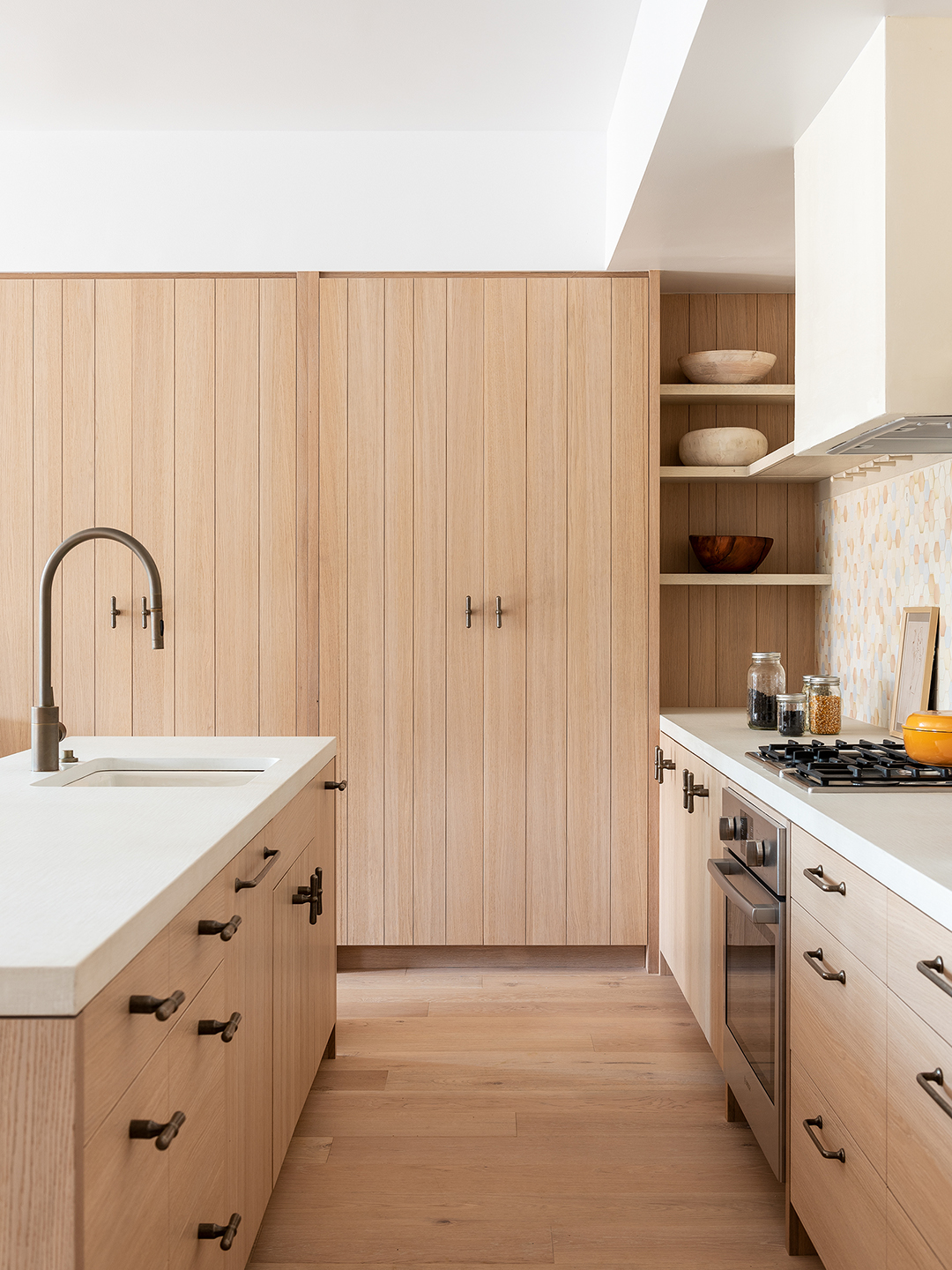 wood paneled cabinets