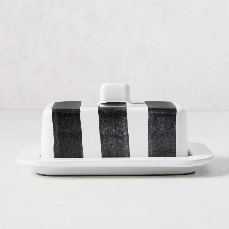  striped butter dish