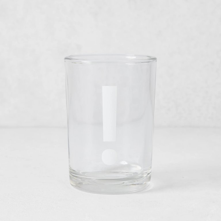  glass with exclamation point