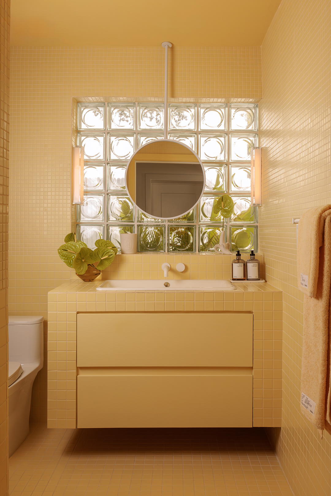 yellow bathroom vanity