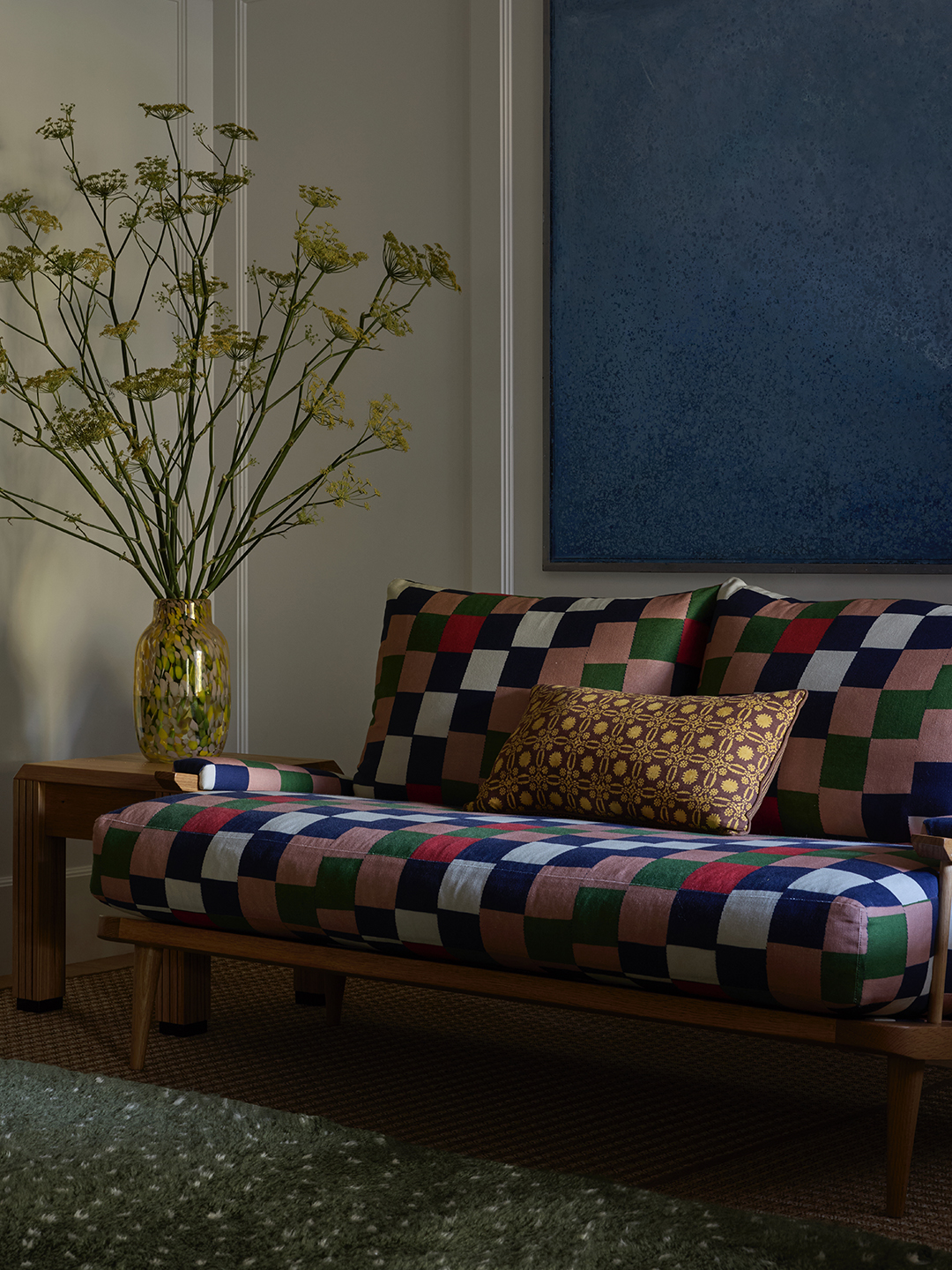 colorful sofa in purple tones