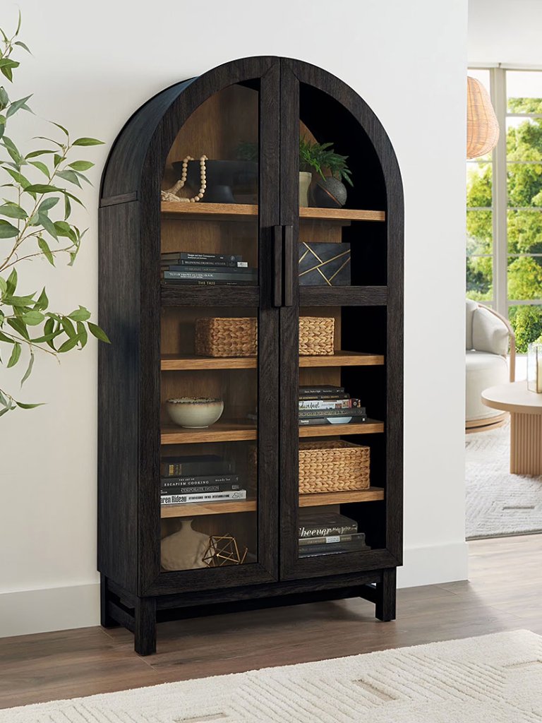 arched black cabinet