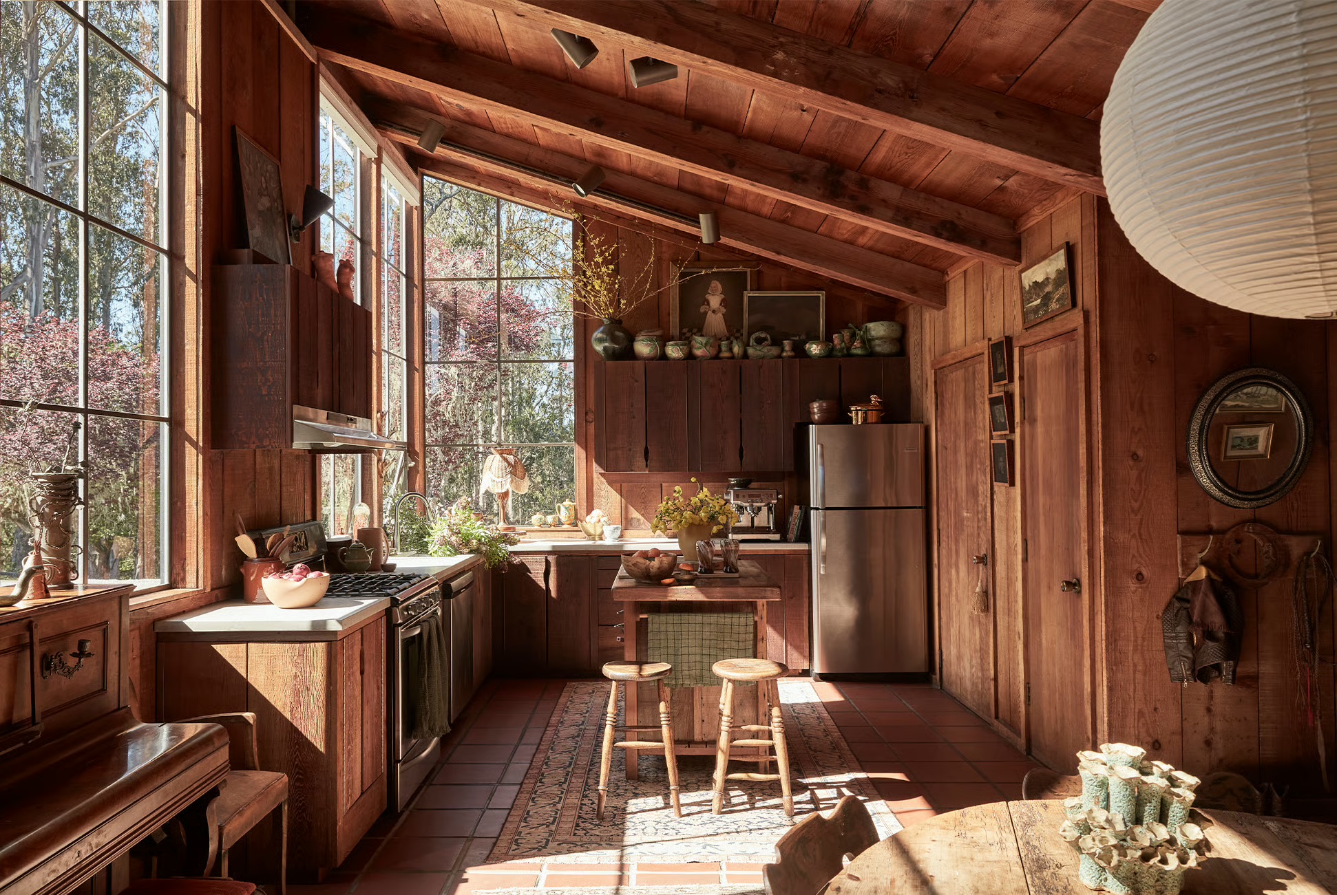 wood cabin kitchen