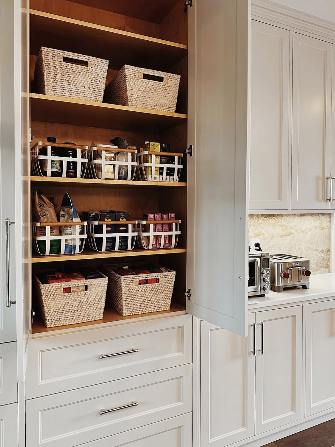 organized pantry cabinet