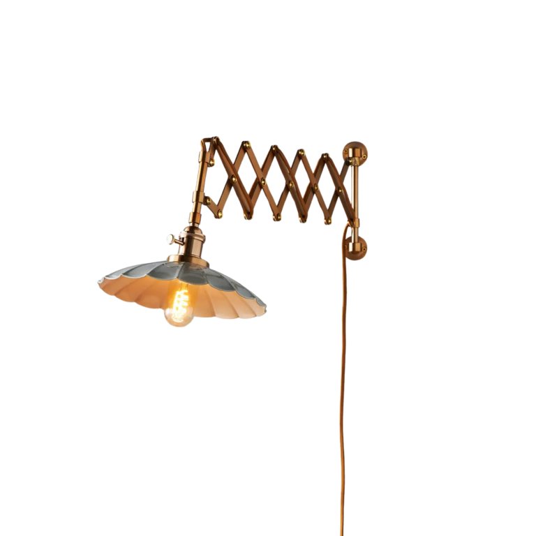  accordion arm sconce with scalloped shade