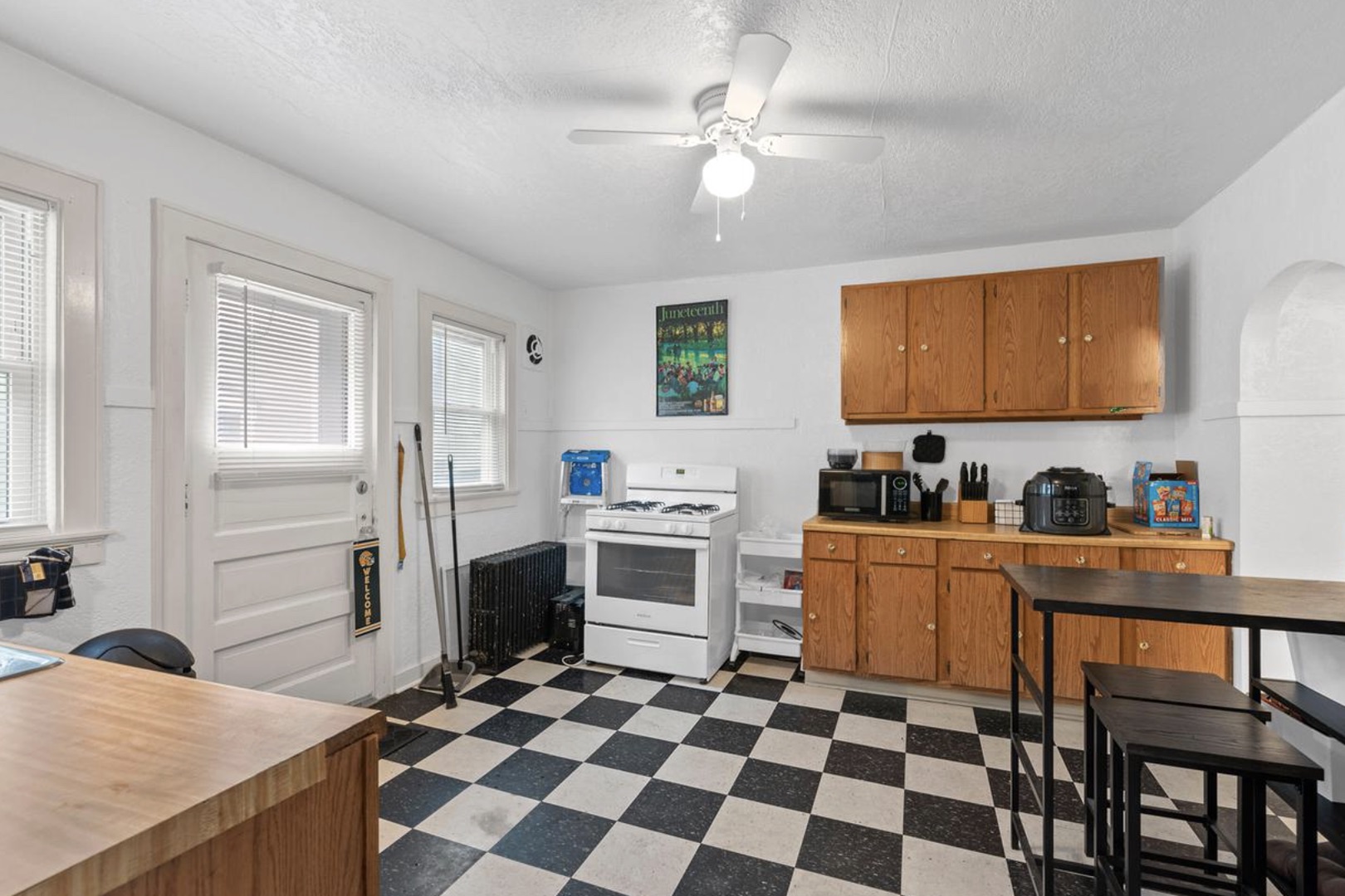 kitchen with checkered floor