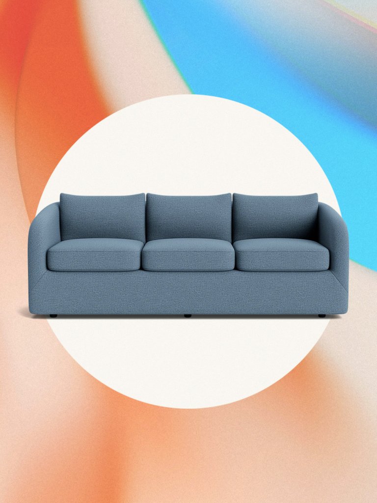 blue sofa on colorful background