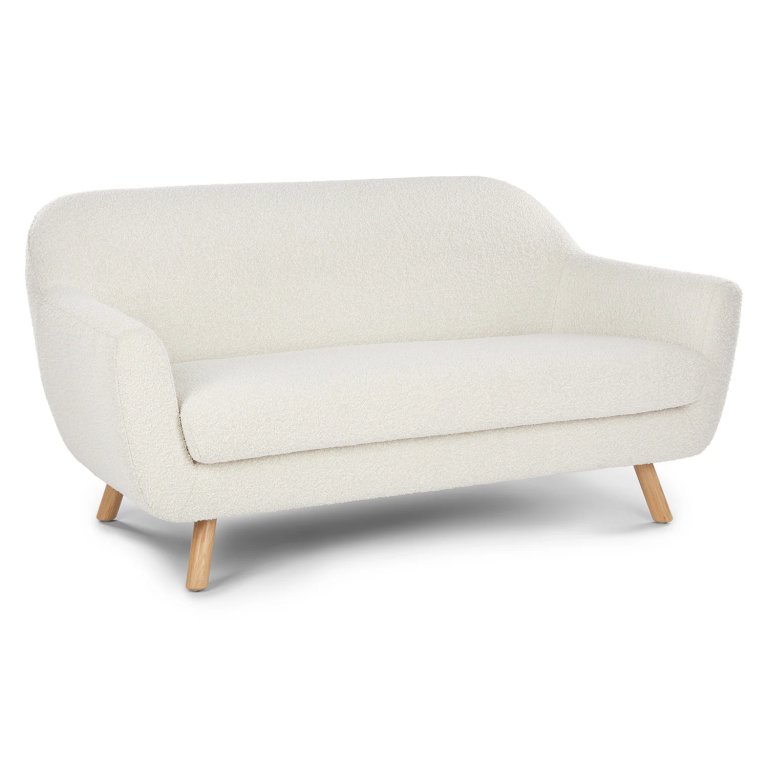  white curvy boucle loveseat