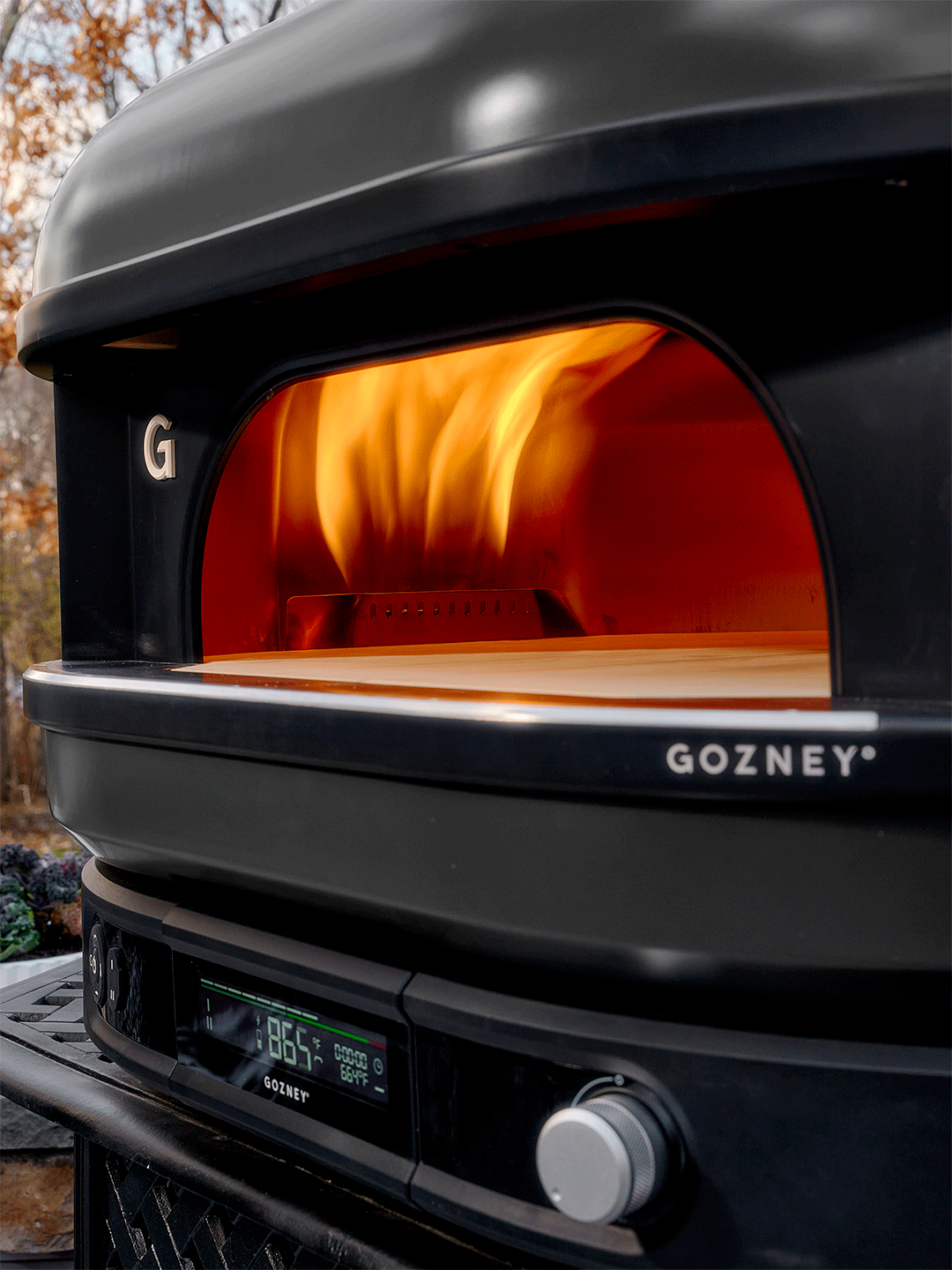 the flame inside the gozney pizza oven