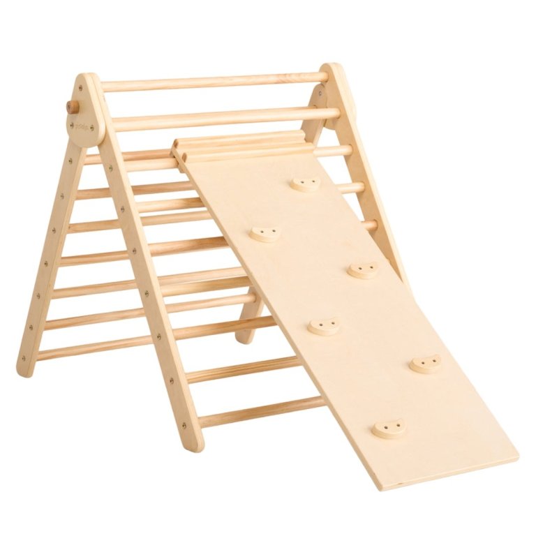  wooden climbing ladder and slide