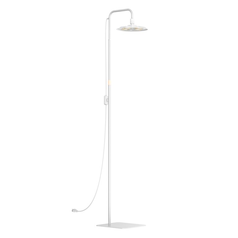  Product silo on white background of a white floor lamp-style plant grow light.
