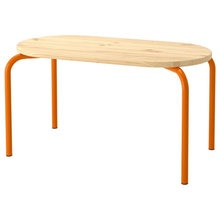  wood kids craft table with orange legs