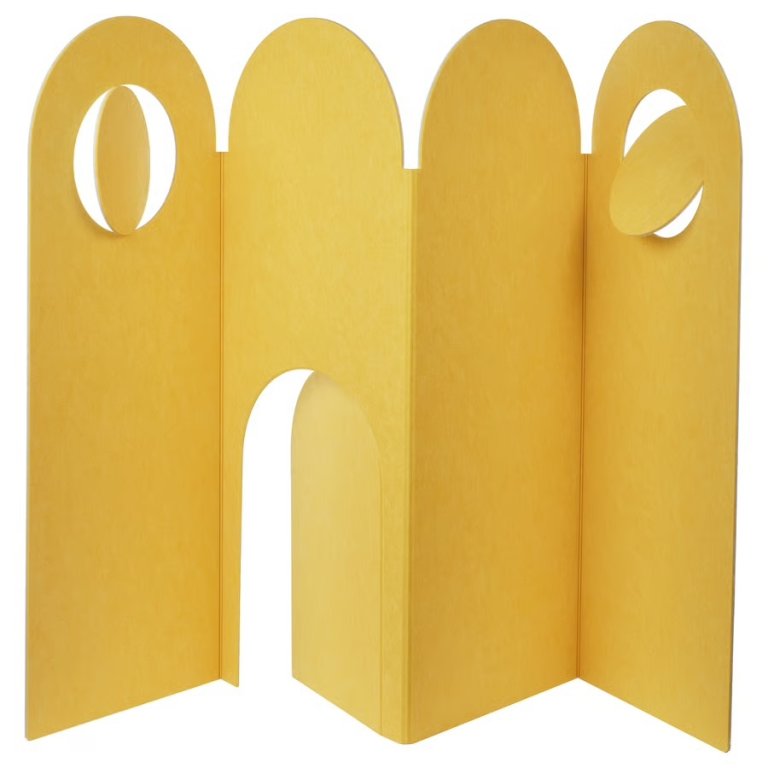  yellow felt room divider with cutouts