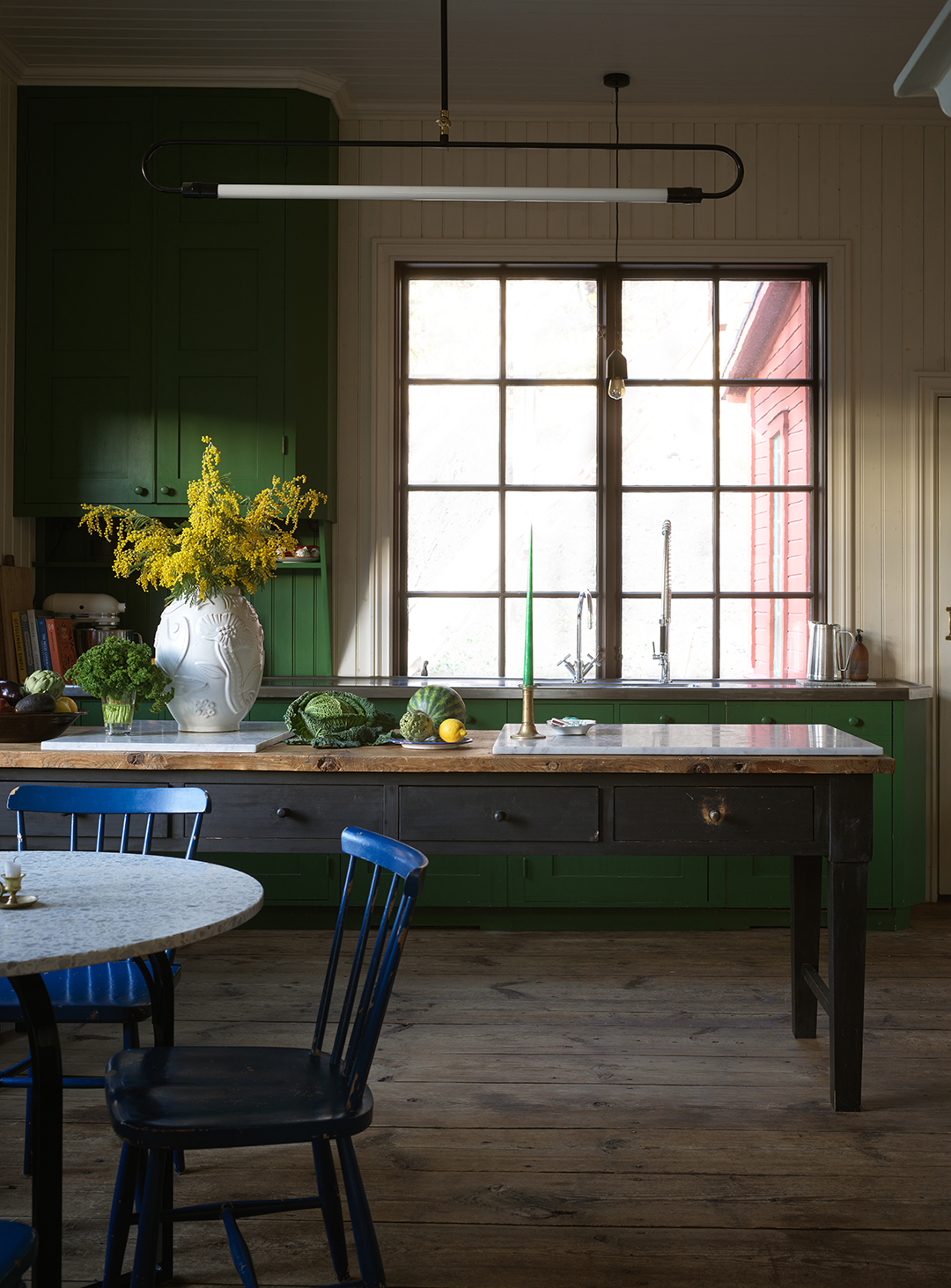 Cassandra Rhodin's green cottagecore kitchen