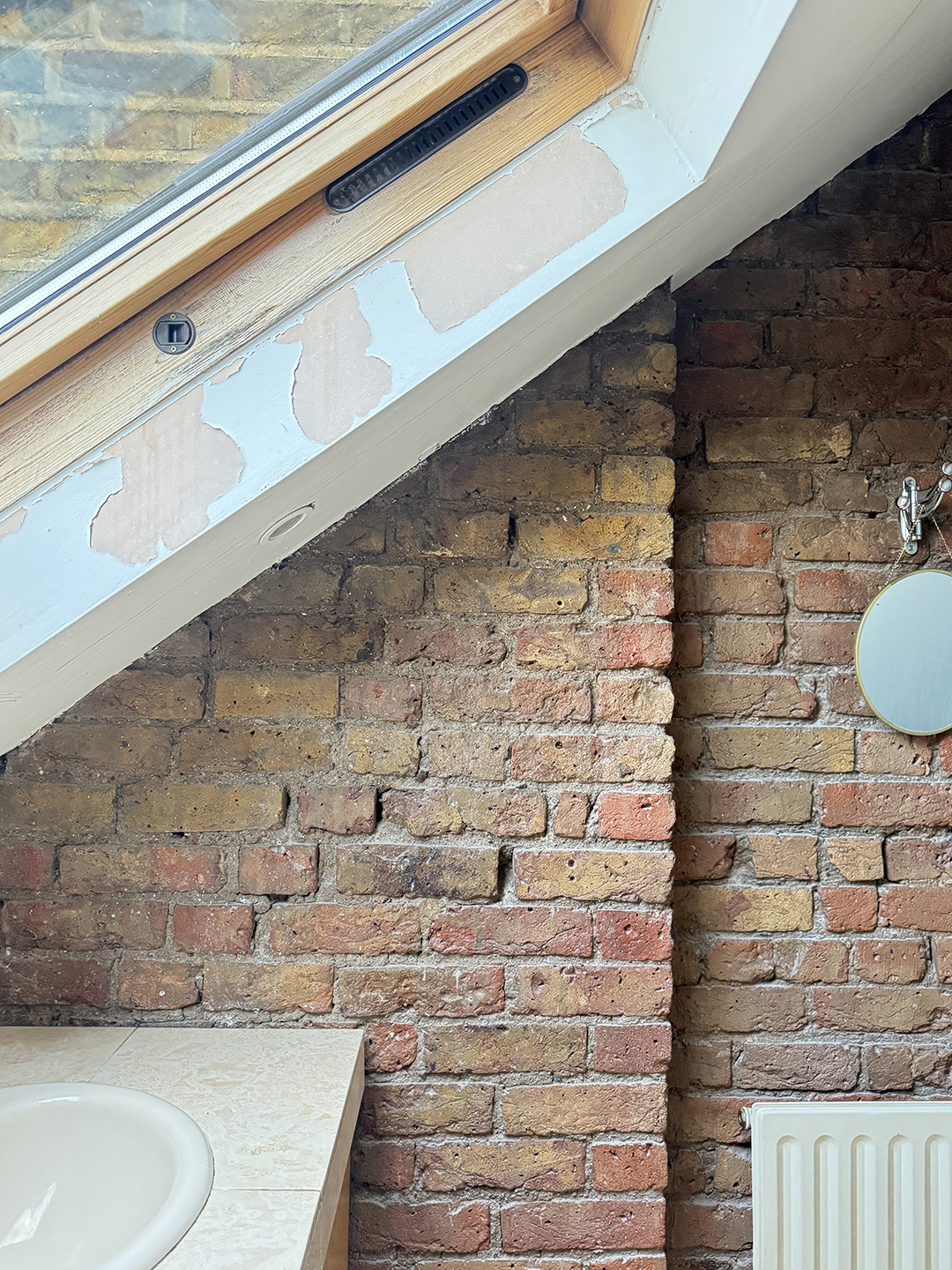 brick wall in bathroom
