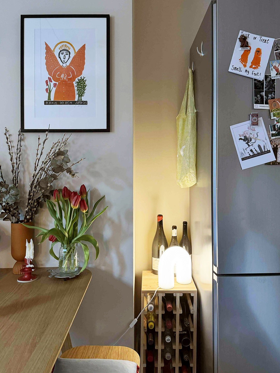 wine rack in fridge gap