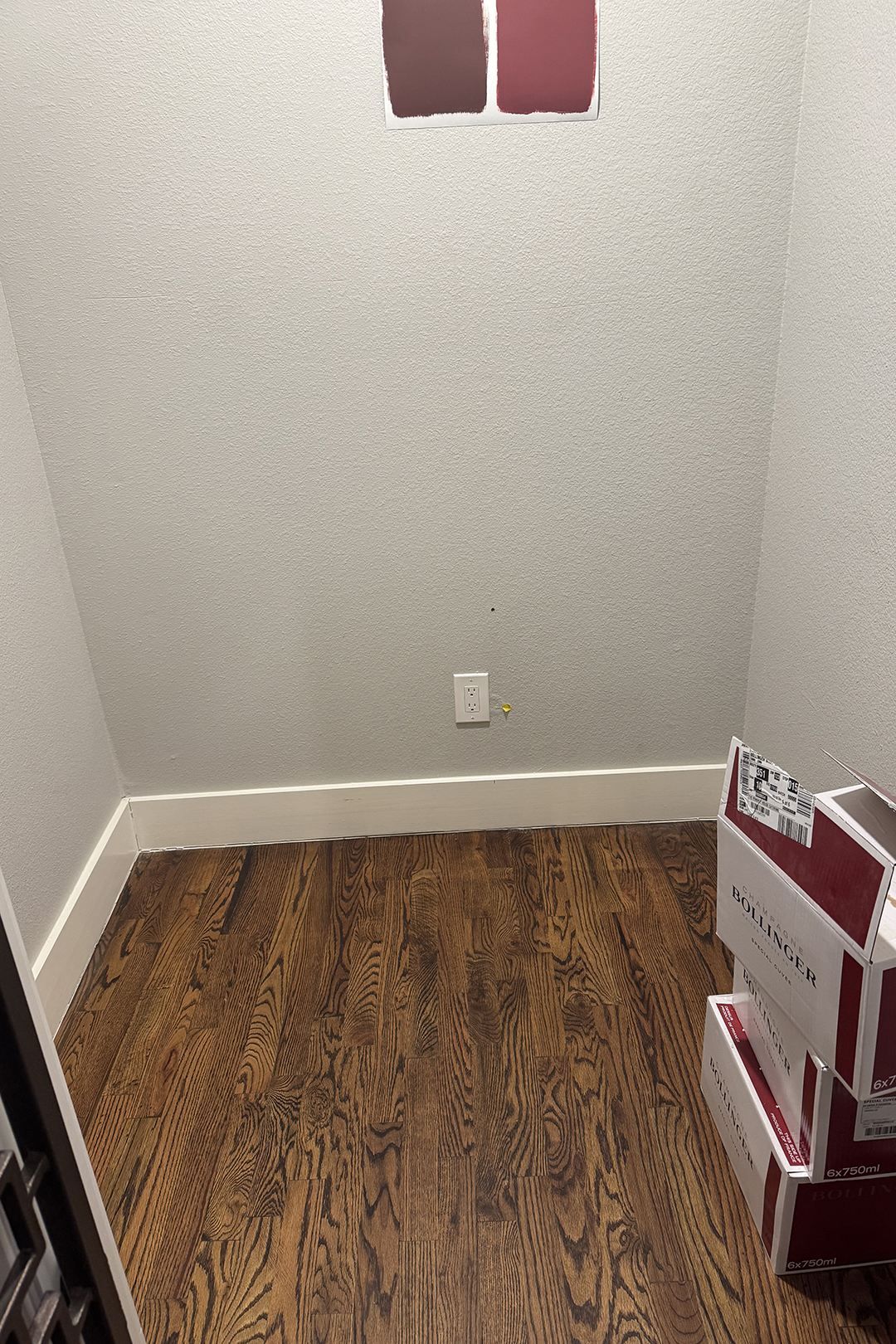 empty closet with two paint samples