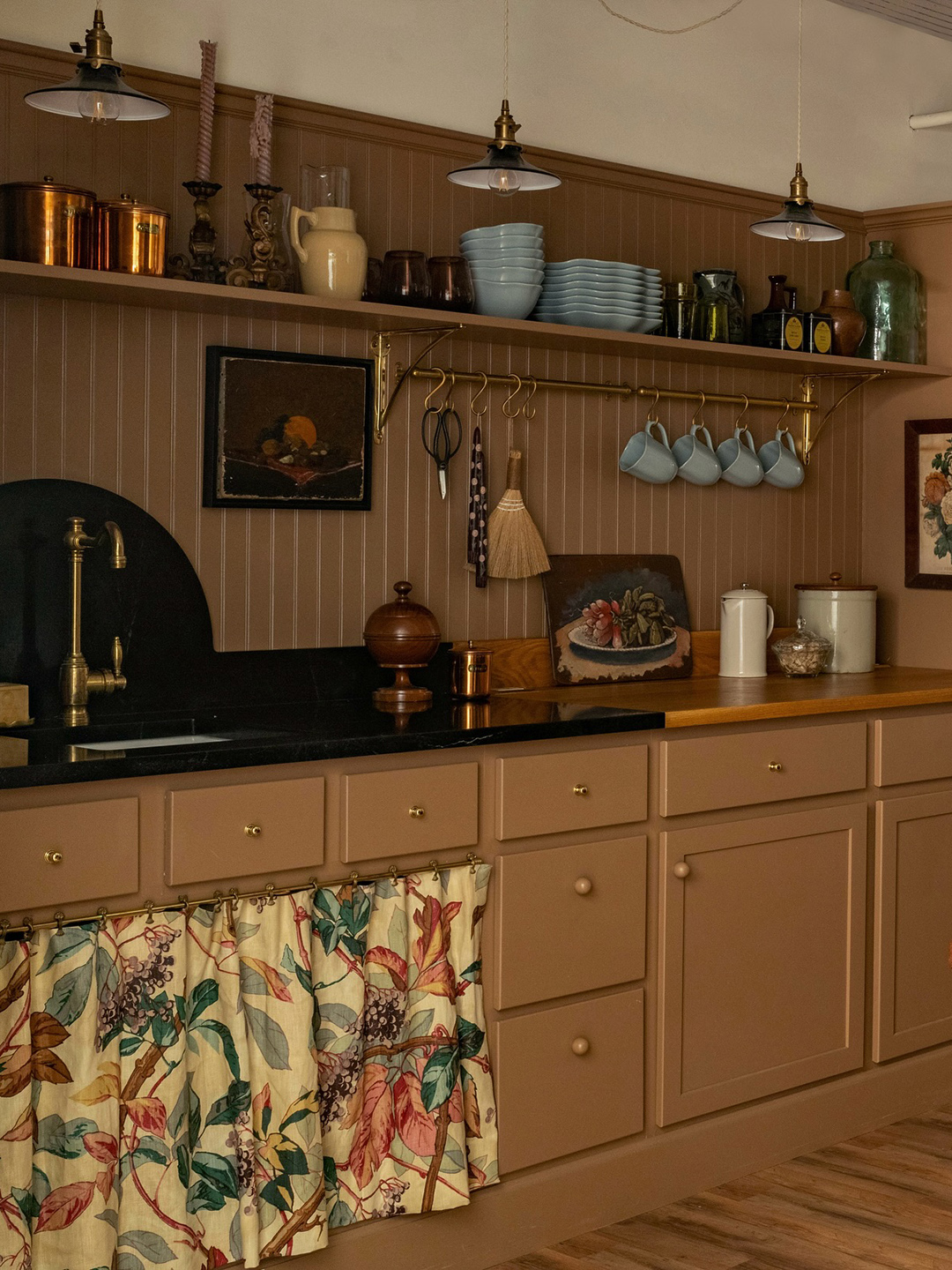 olive green cottagecore kitchen