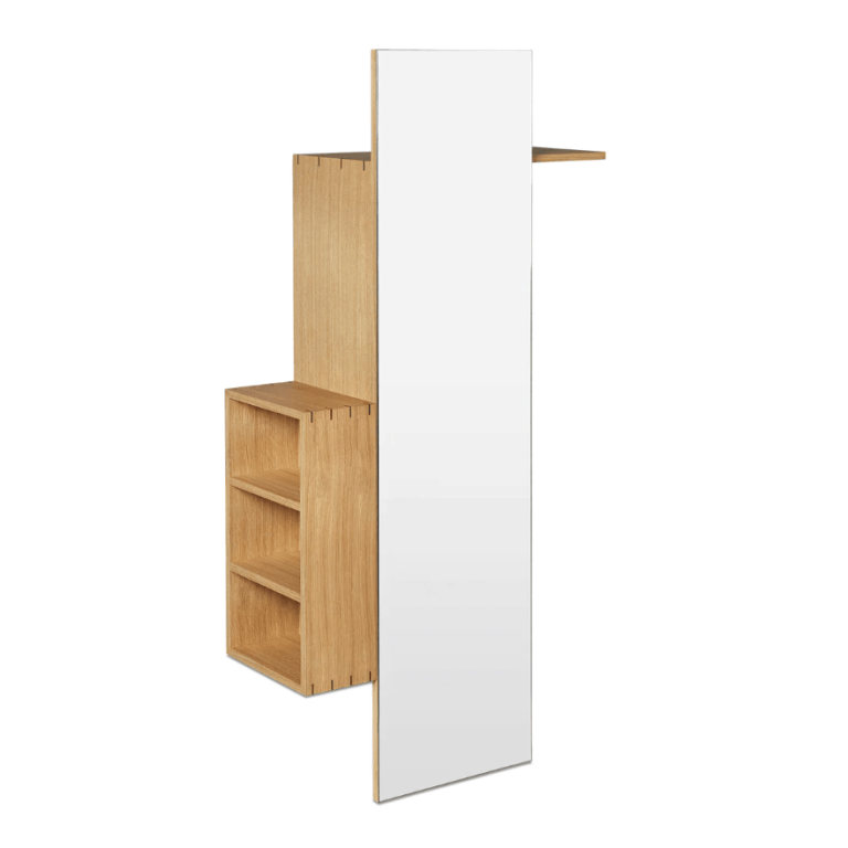  floating wood entryway-in-a-box with mirror