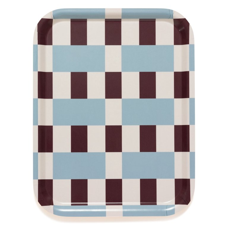  blue and burgundy checkered tray