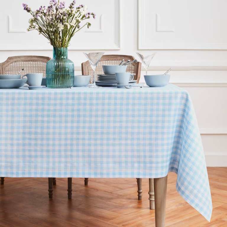  sky blue gingham tablecloth