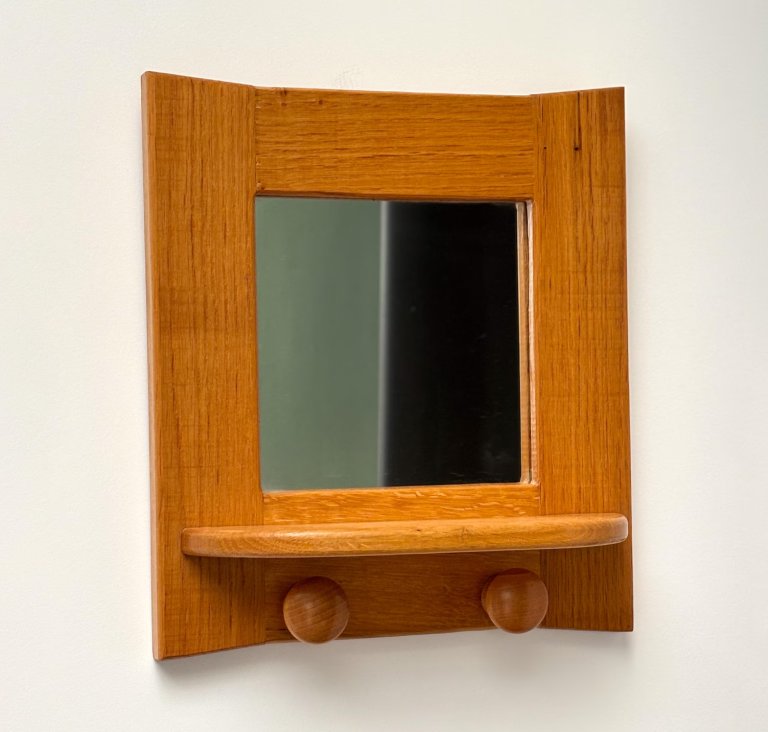  vintage wood mirror with hooks entryway-in-a-box