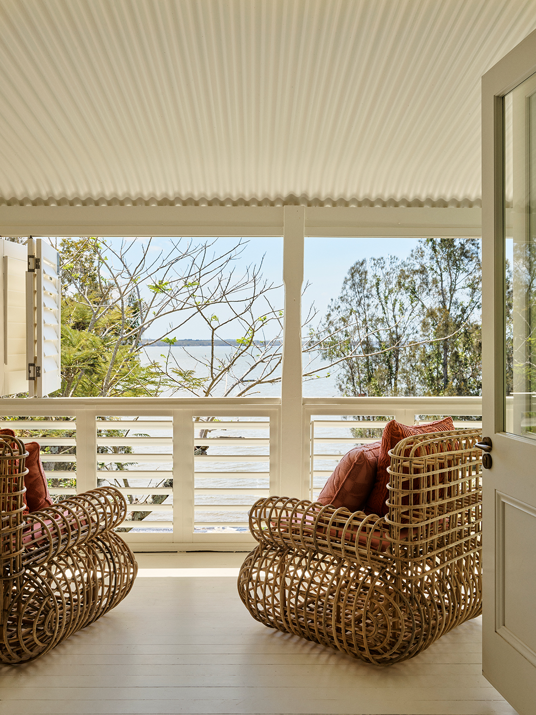 porch with wicker seating