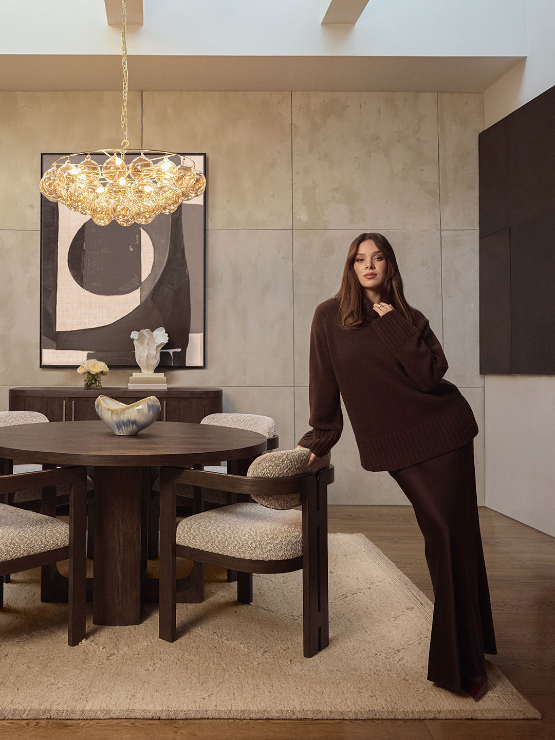 Hailee Steinfeld at Ashley Luxe dining table