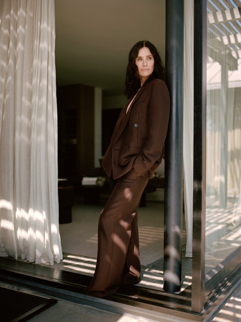 Courteney Cox in brown suit