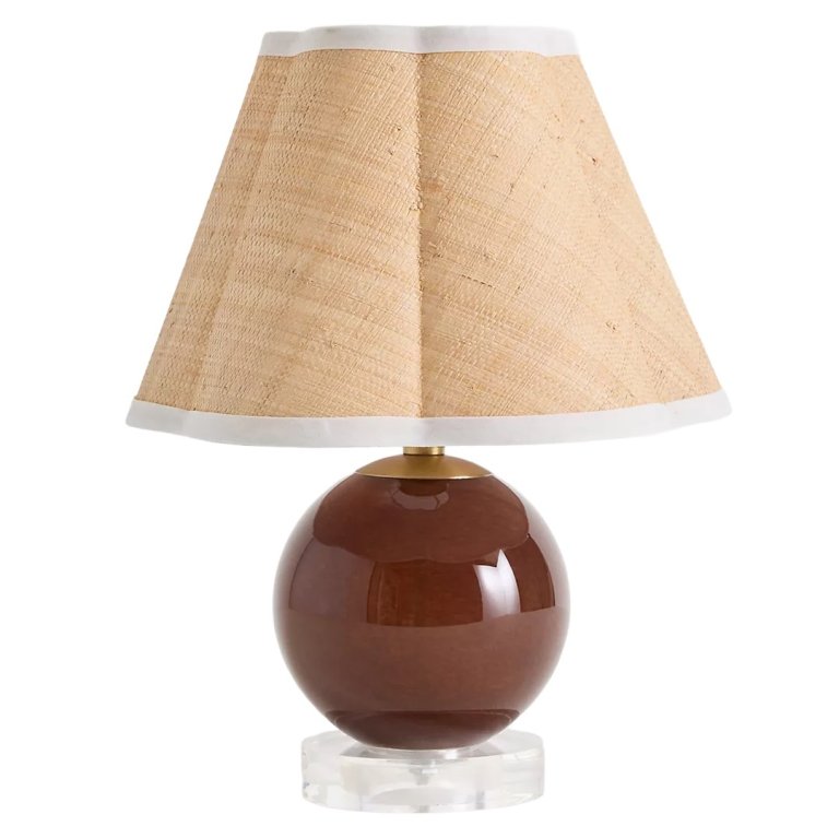 lamp with round base and woven shade