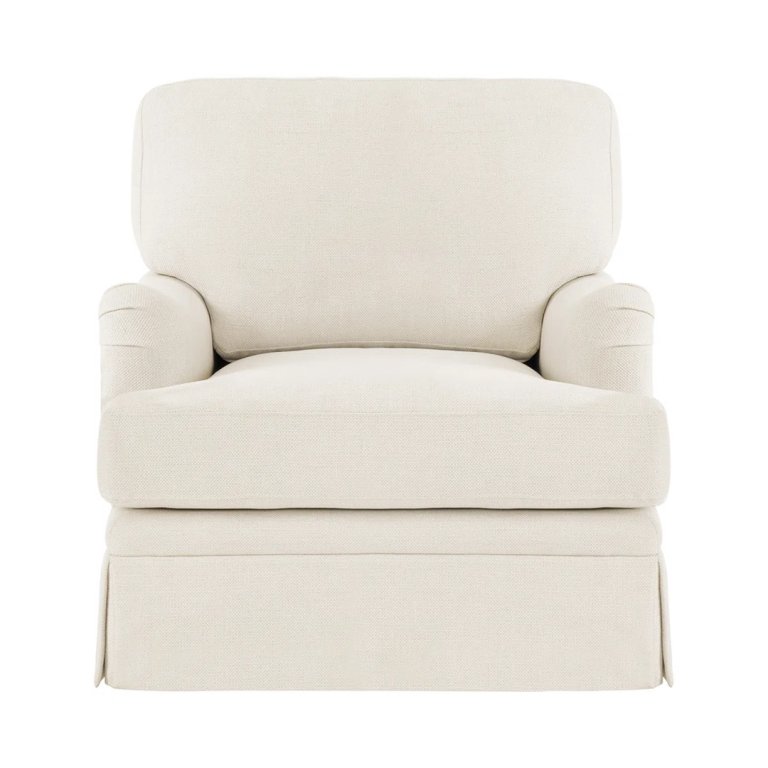 cream armchair with skirt