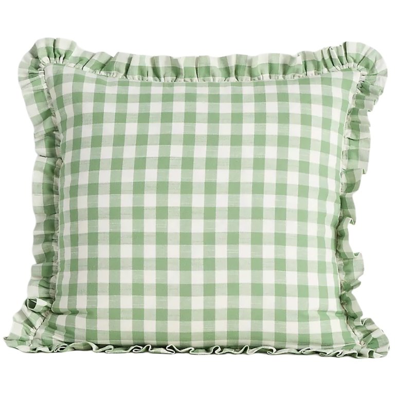green gingham pillow