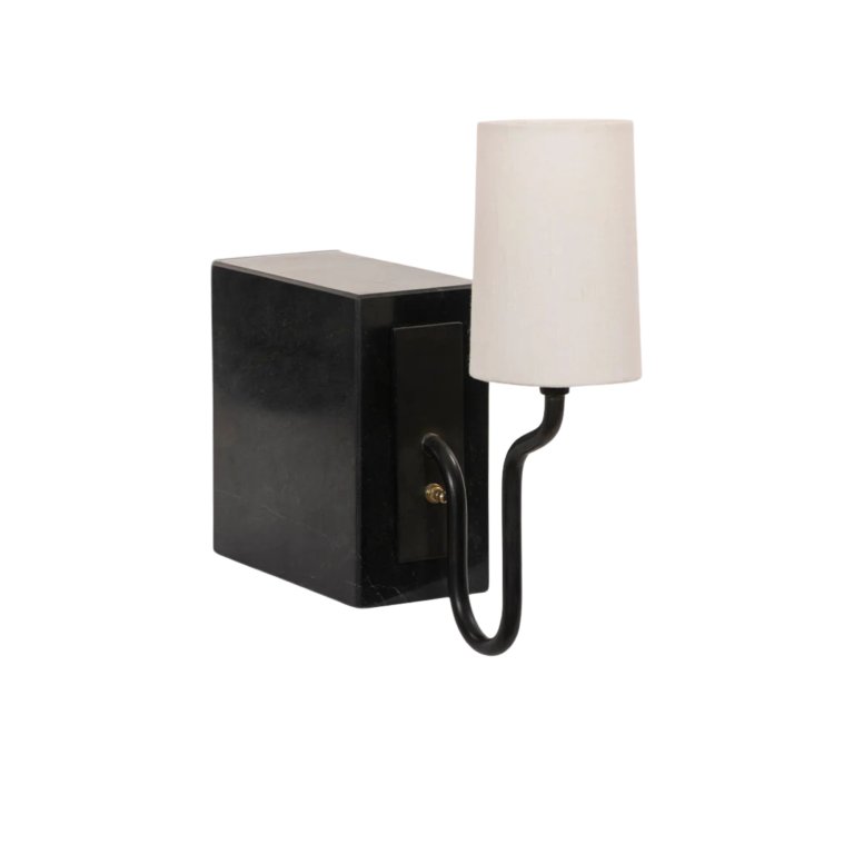 black bookshelf light with white shade