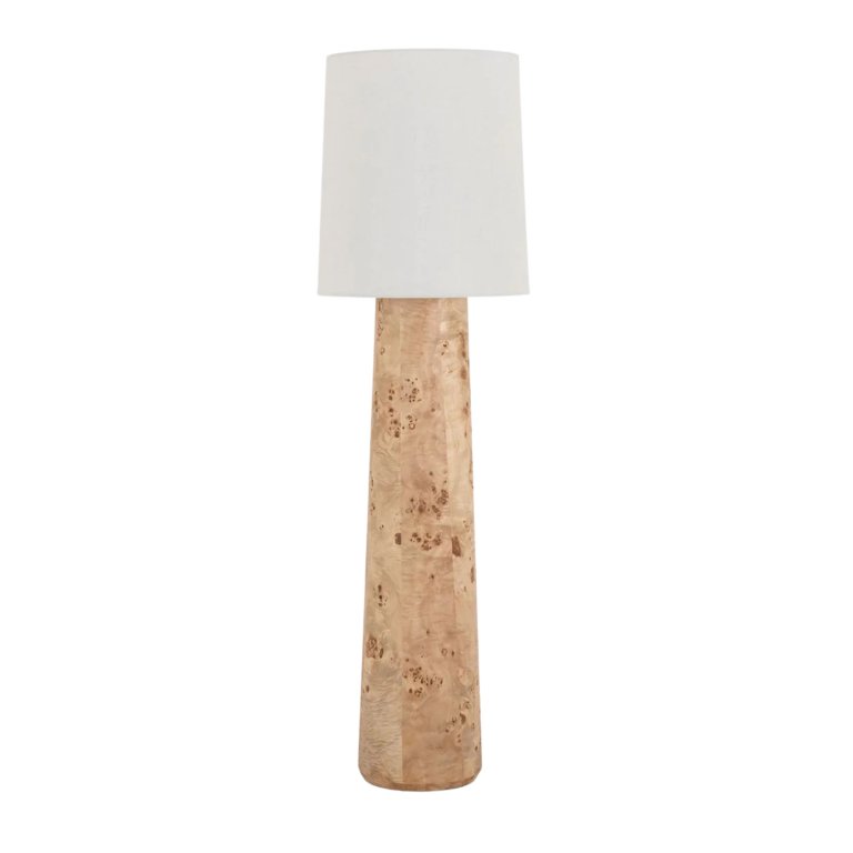 burl floor lamp with white shade