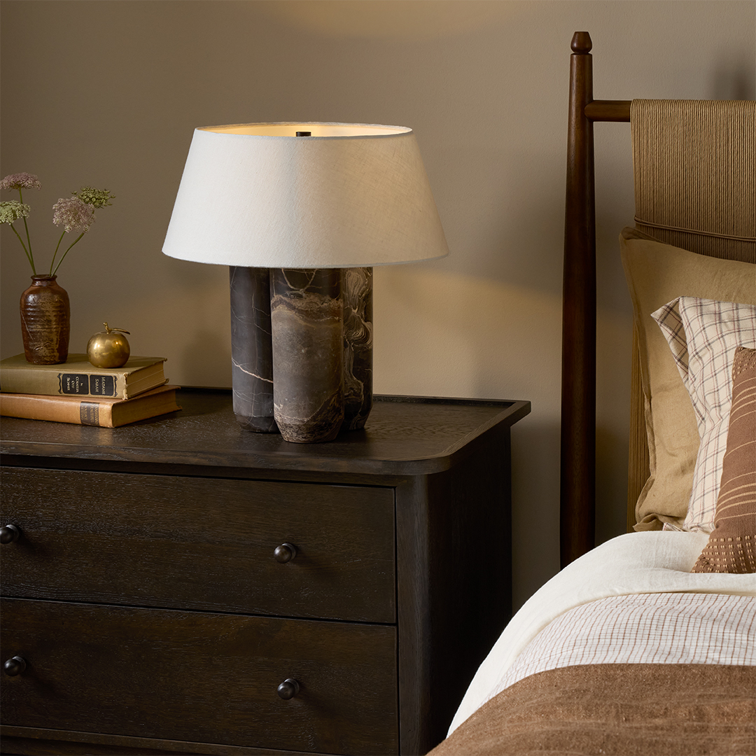 large lamp on bedside table