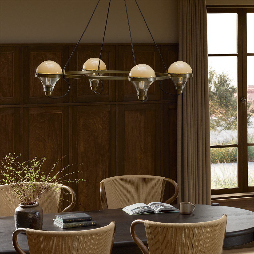 dining table with chandelier