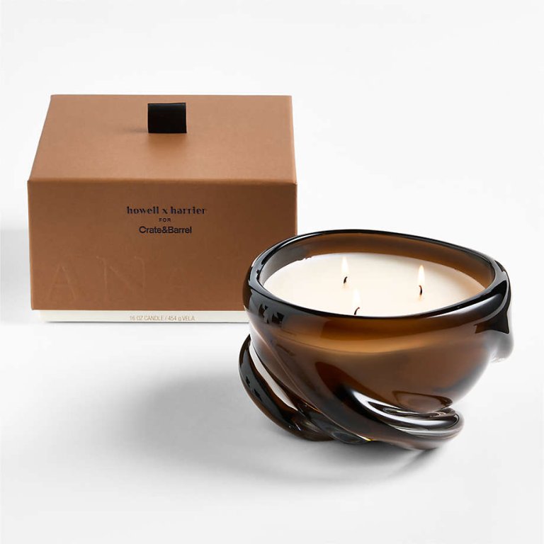 swirled brown-tinted glass scented candle