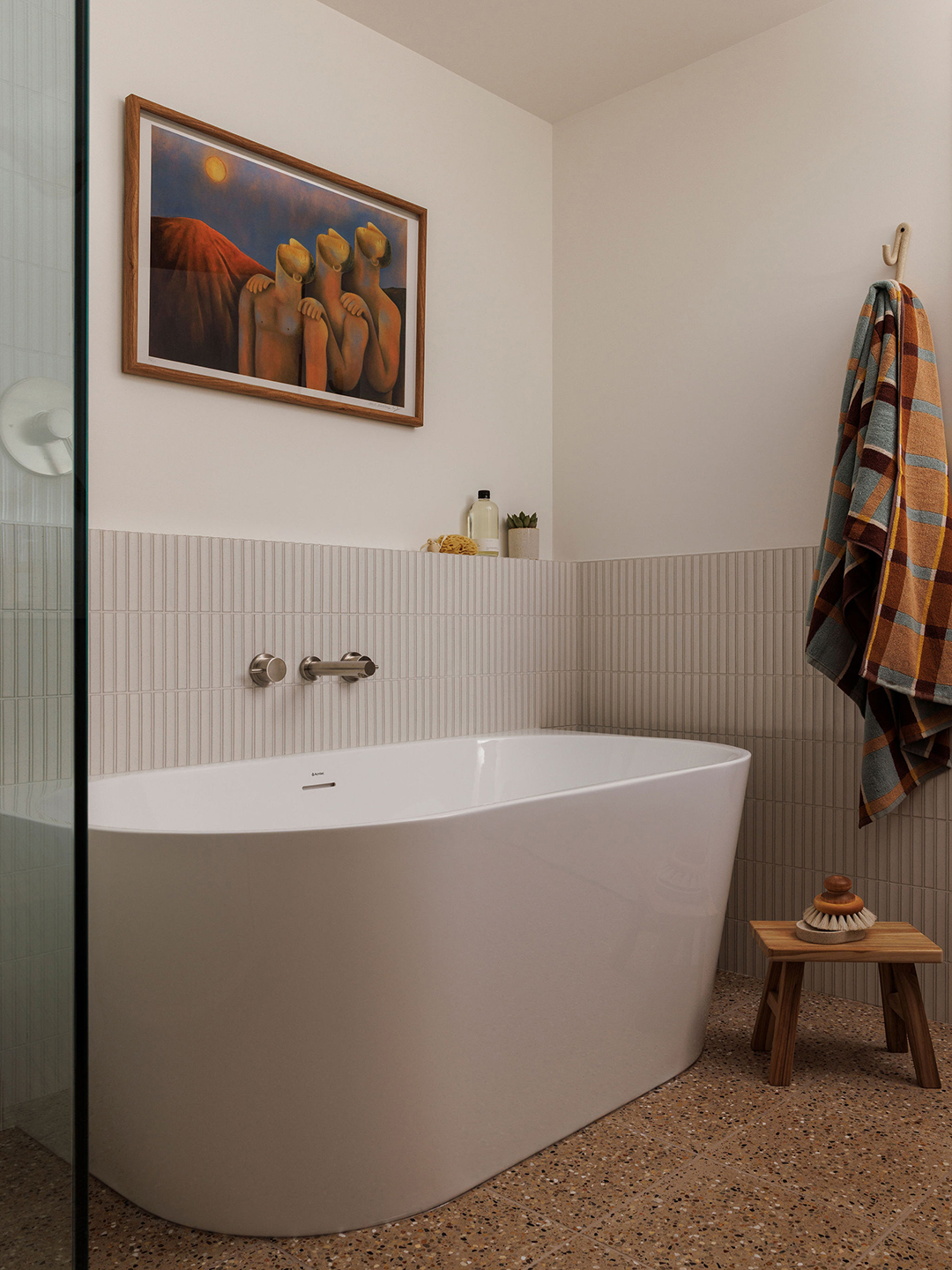 bathroom with large tub