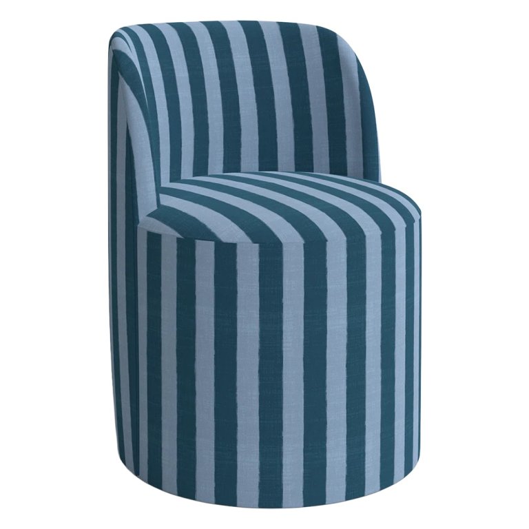 blue tonal striped dinign chair
