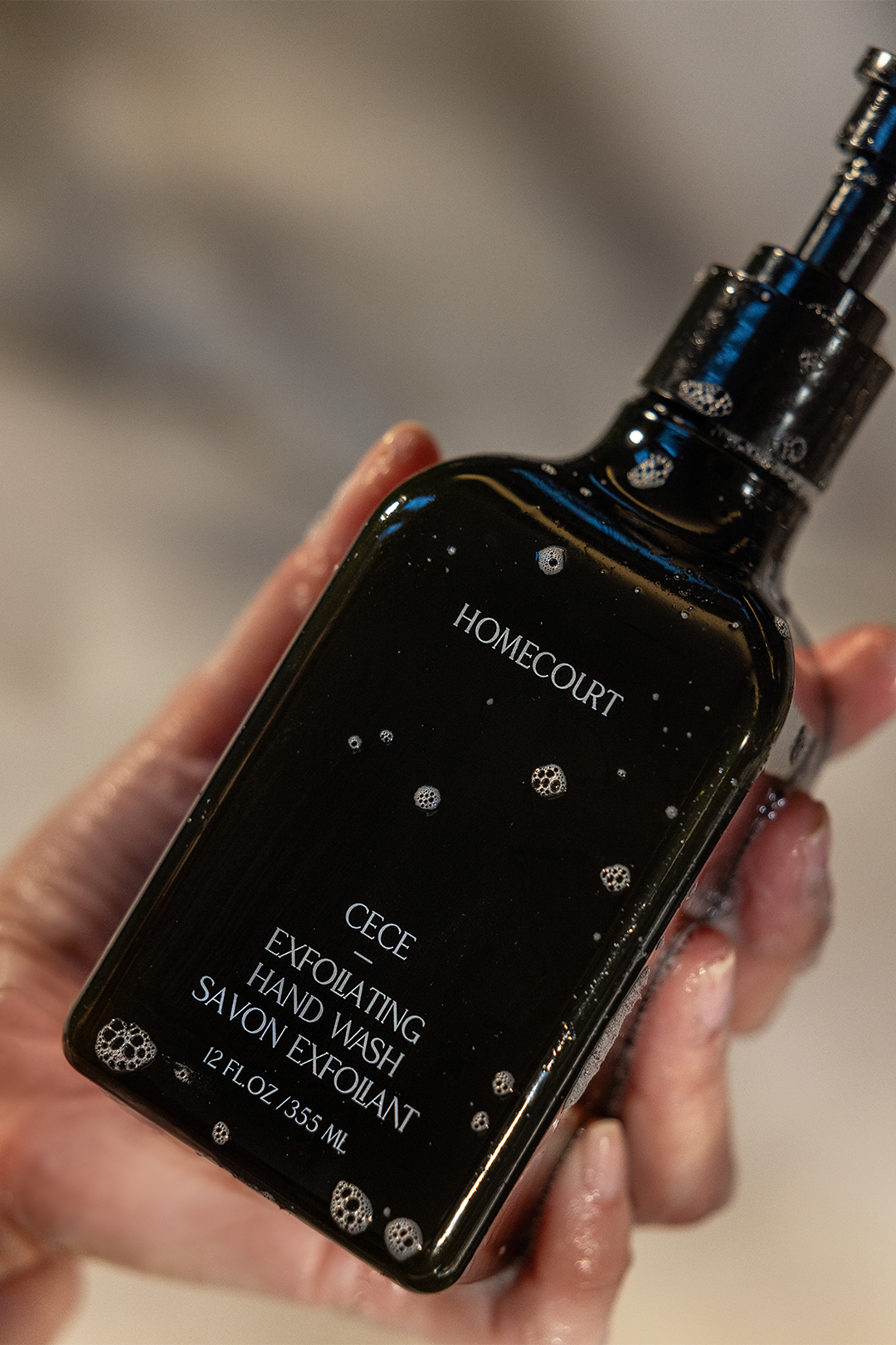 closeup of Homecourt exfoliating hand wash