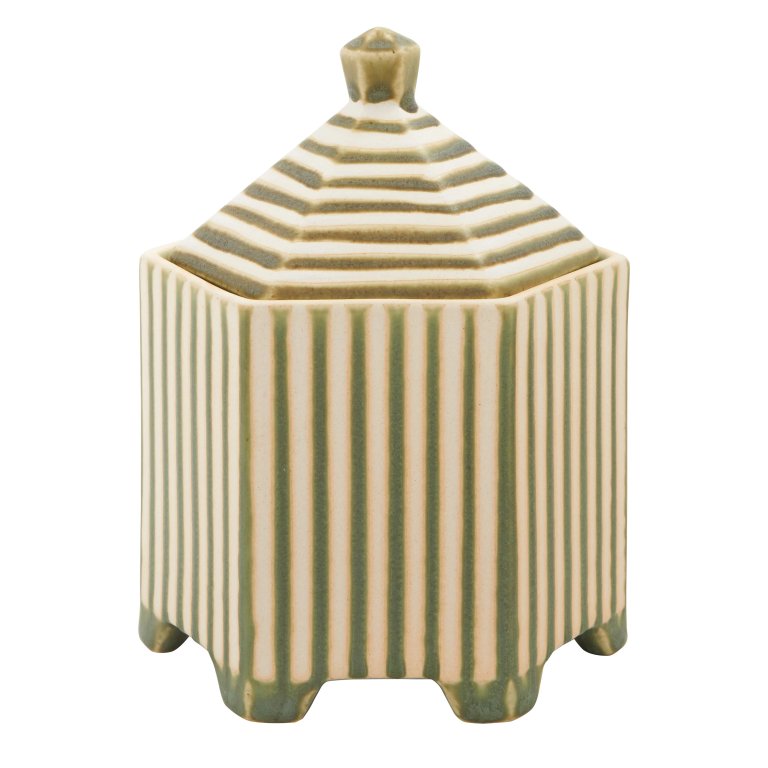 hexagonal trinket box with legs and lid