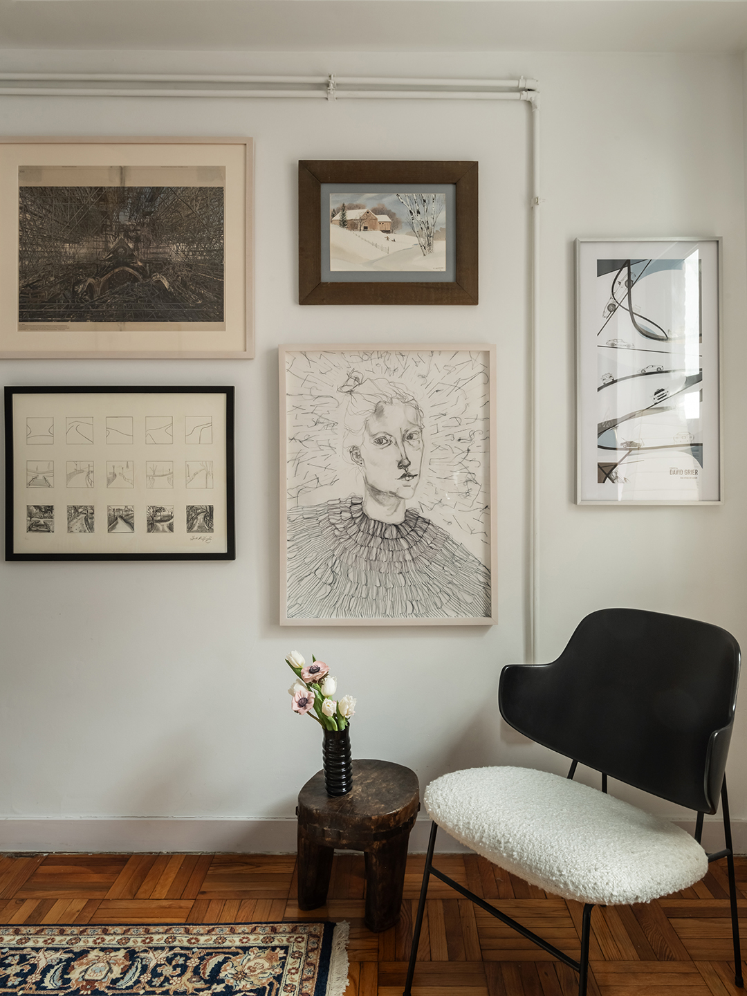 living room with artwork on wall