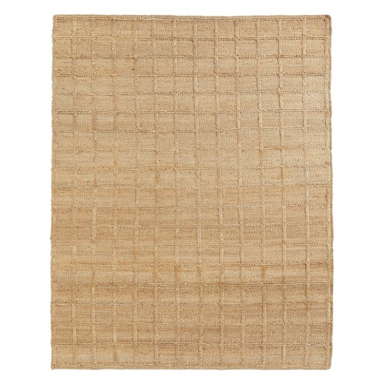 grid-patterned jute rug