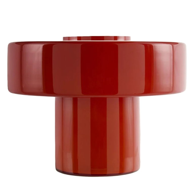 red glass table lamp