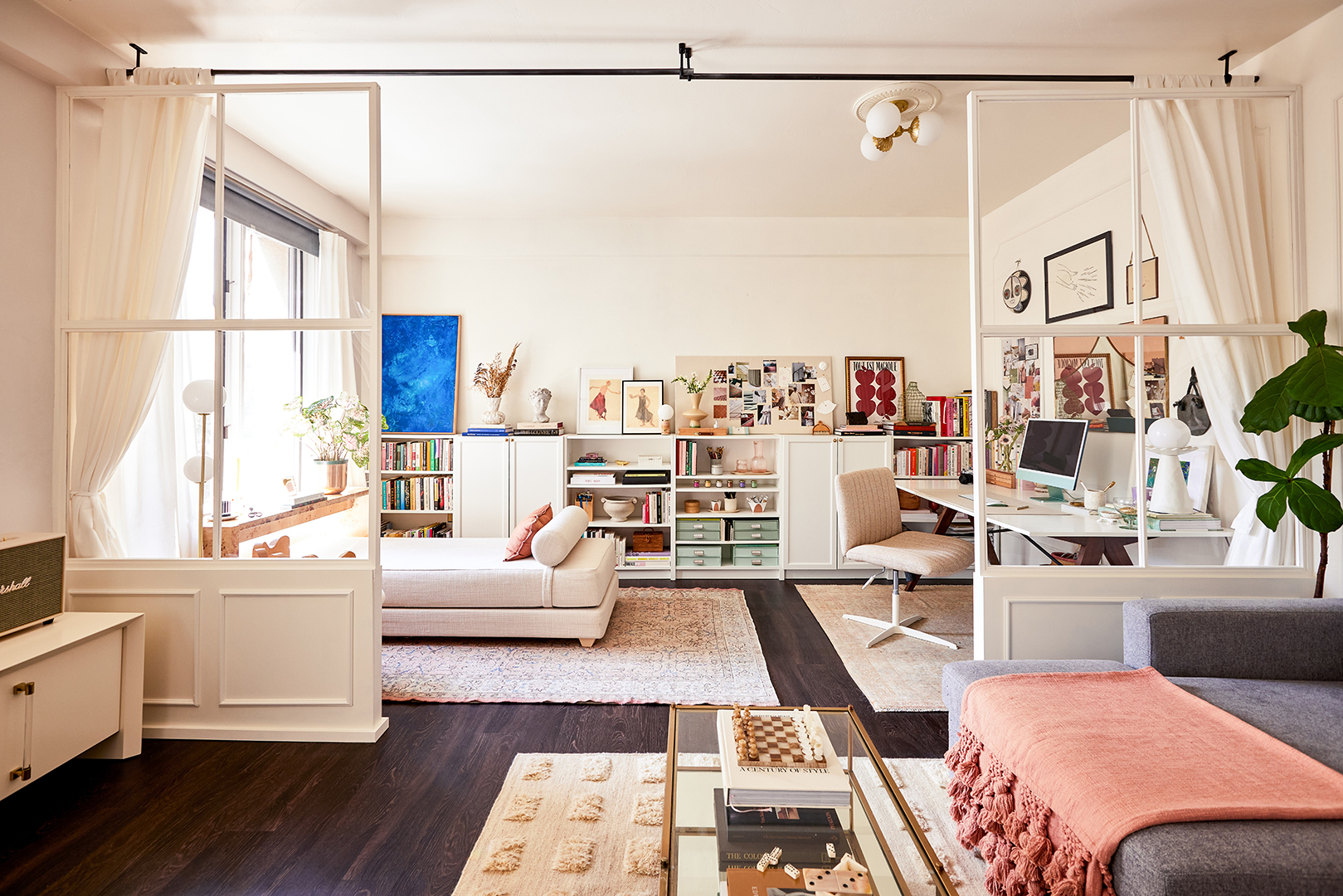 white space with window-like room dividers