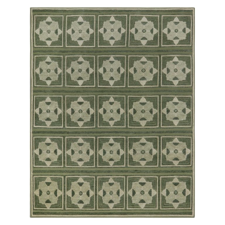 green diamond-patterned rug